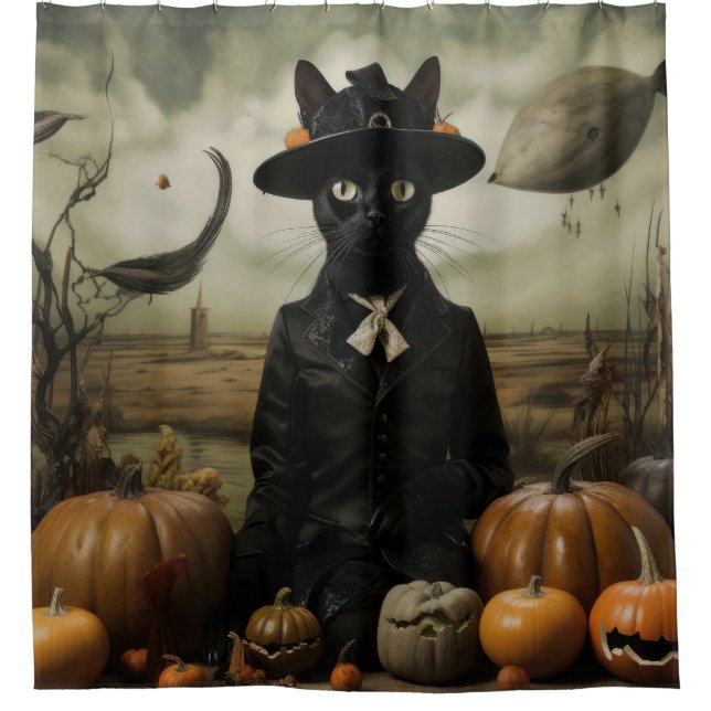 Cortina Para Box Witch Cat with Pumpkins  (Frente)