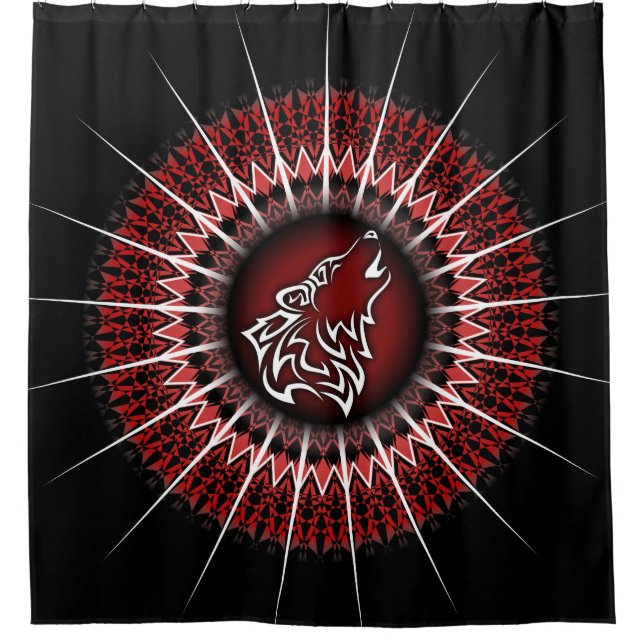 Cortina Para Box Wolf e Mandala Red Black Modern (Frente)