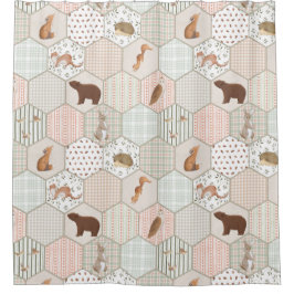 Cortina Para Box Woodland Animals Forest Patchwork Baby Shower Gift