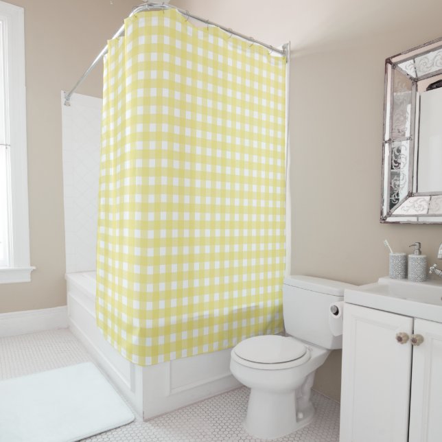 Cortina Para Box Xadrez amarelo pálido e branco (In Situ)