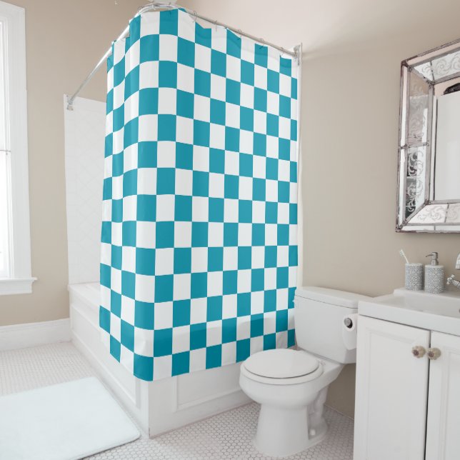 Cortina Para Box Xadrez azul-turquesa escuro (In Situ)