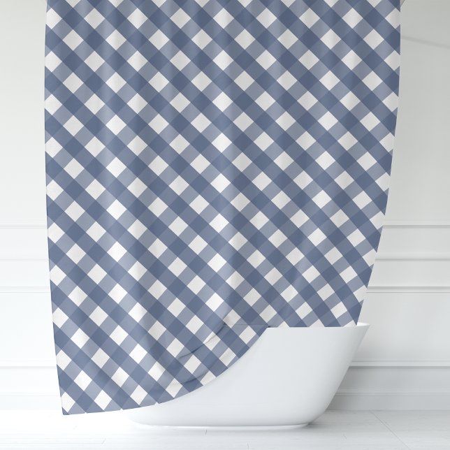 Cortina Para Box Xadrez de gingham azul marinho e branco (Criador carregado)
