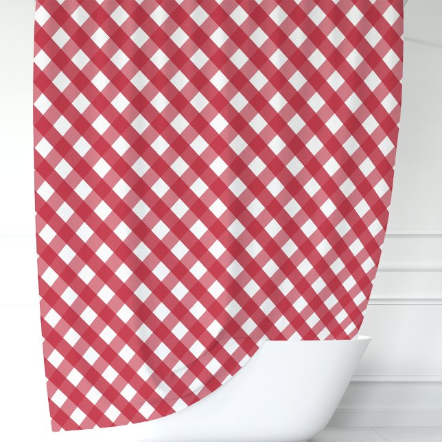 Cortina Para Box Xadrez de Gingham Vermelho e Branco (Criador carregado)
