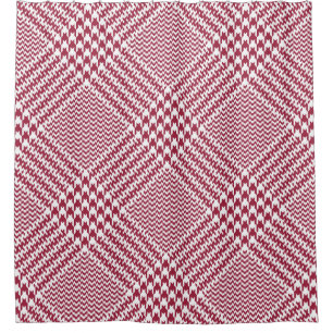 Cortina Para Box Xadrez de Glen Branco Vermelho: Tartan Torcido