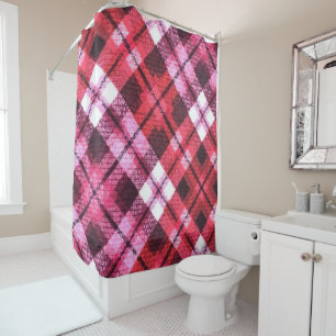 Cortina Para Box Xadrez do Knit Tartan Verificar Padrão de Vinho Br