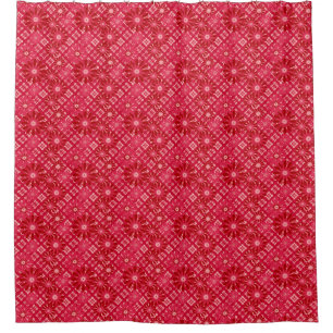 Cortina Para Box Xadrez, floral, xadrez, vermelho, vermelho, ruivo