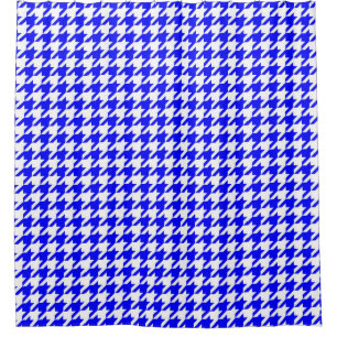 Cortina Para Box Xadrez Houndstooth Azul Branco