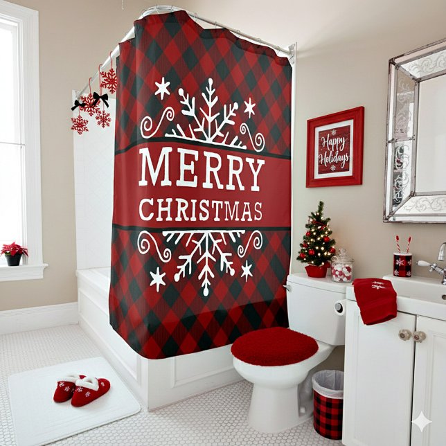 Cortina Para Box Xadrez Natal feliz floco de neve  (Criador carregado)