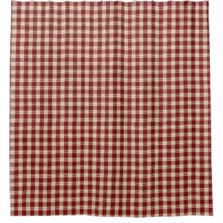 Cortina Para Box Xadrez Vintagem Vermelho Clássico em Gingham