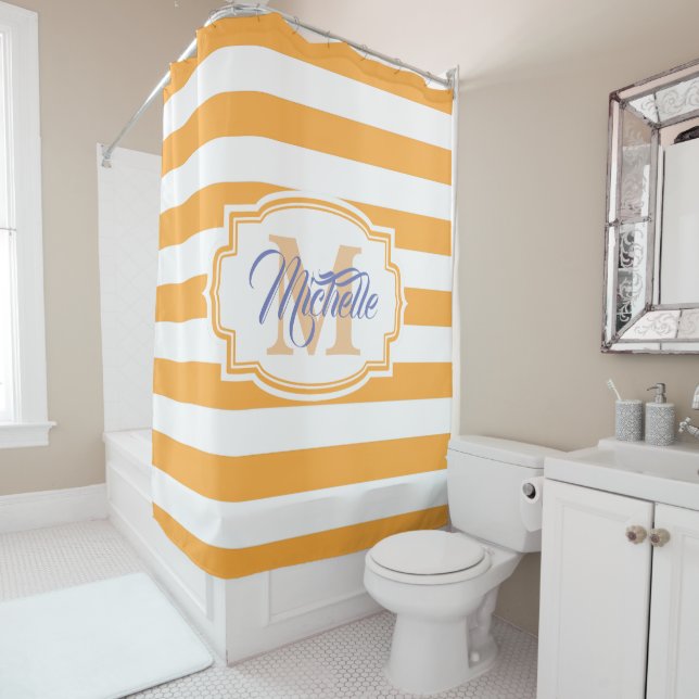 Cortina Para Box Yellow Stripes Pattern (In Situ)