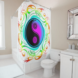 Cortina Para Box Yin Yang Psychedelic Rainbow Tattoo