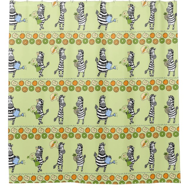 Cortina Para Box Zebras e Frutas sem costura (Frente)