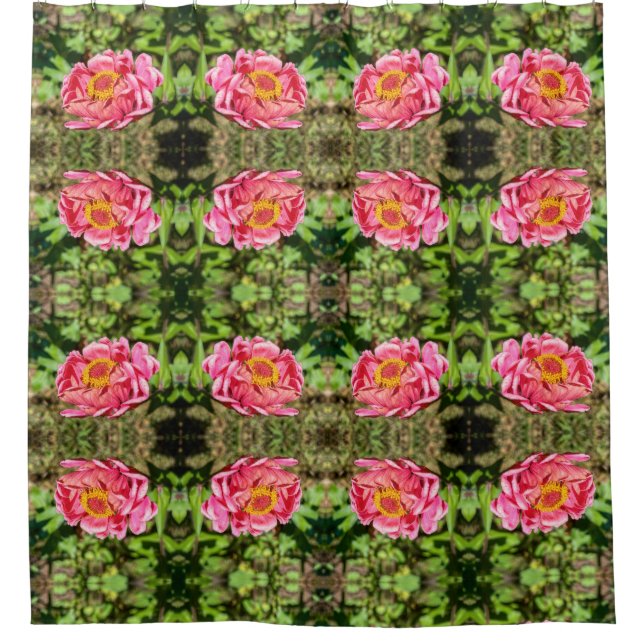 Cortina Para Box Zinnia rosa com centro amarelo (Frente)