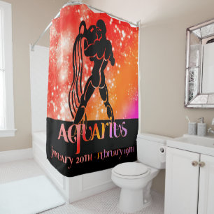 Cortina Para Box Zodíaco: Aquarius Orange Space Design