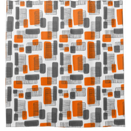 Cortina Para Chuveiro 251215 - Laranja e cinzas