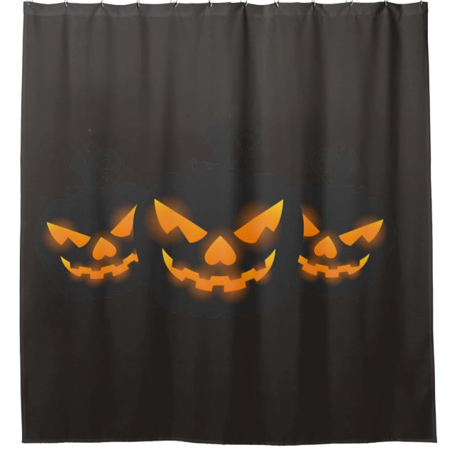Cortina Para Chuveiro Abóbora de Halloween Cabeça Assustadora (Frente)