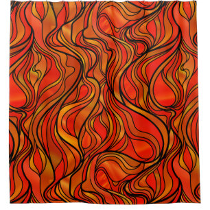 Cortina Para Chuveiro Abstrato alaranjado do vitral