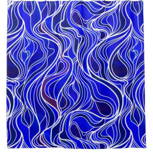 Cortina Para Chuveiro Abstrato azul do vitral