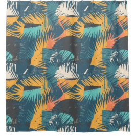 Cortina Para Chuveiro Abstrato Folha Cortina de chá de Padrão