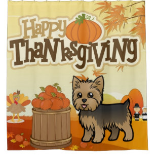 Cortina Para Chuveiro Acção de graças feliz Yorkie