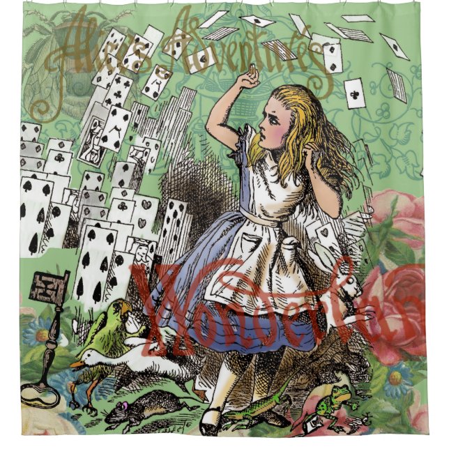 Cortina Para Chuveiro alice cards maravilderland hatrabbit (Frente)