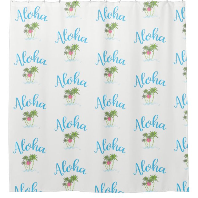 Cortina Para Chuveiro Aloha Beaches Estilo Havaiano — White Summer (Frente)