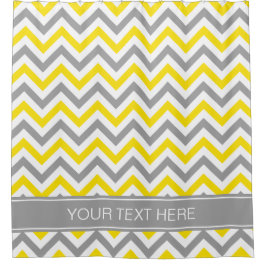 Cortina Para Chuveiro Amarelo Cinza Wht LG Chevron Cinza Escuro Nome Mon
