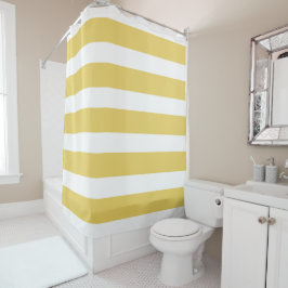 Cortina Para Chuveiro Amarelo listrado da cabana horizontal corajosa