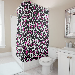 Cortina Para Chuveiro Antecedentes PixDezines Leopardo/Rosa/Preto/Cinzen