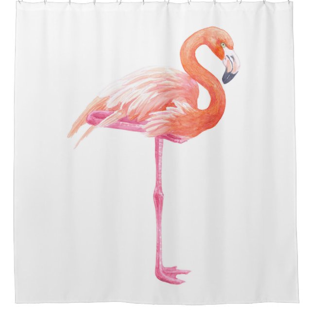 Cortina Para Chuveiro Aquarela Flamingo (Frente)