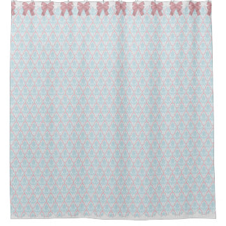 Cortina Para Chuveiro Arcos azuis & cor-de-rosa do chique laço de w do