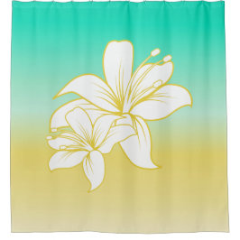 Cortina Para Chuveiro Areia Hibiscus e Mânsul do Mar