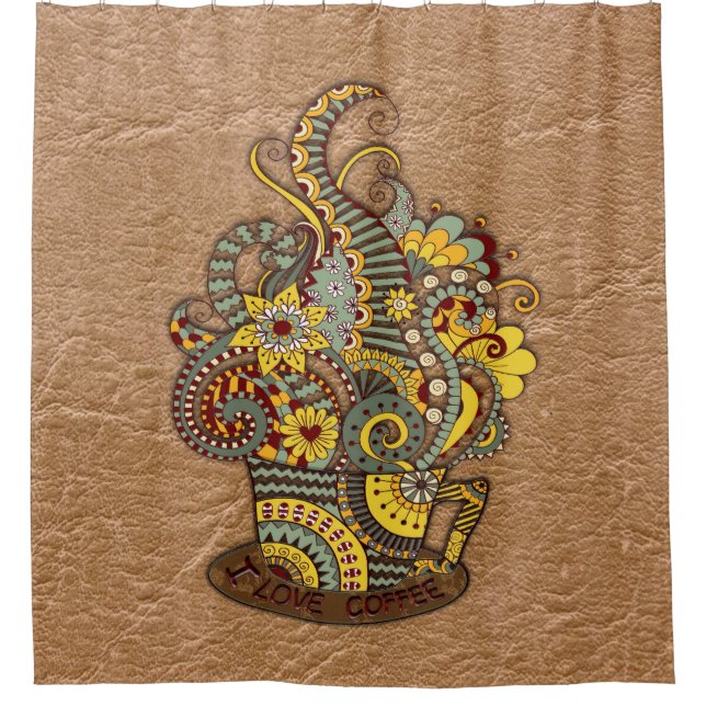 Cortina Para Chuveiro Arte de desenho artístico (Frente)