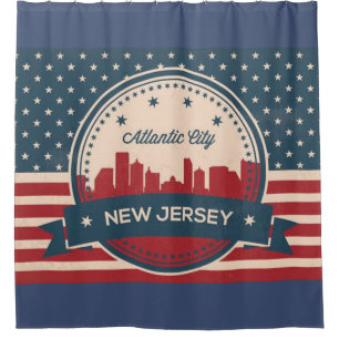 Cortina Para Chuveiro Atlantic City New Jersey - Skyline Retro
