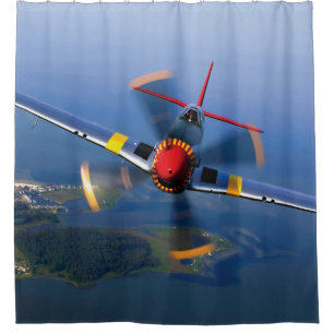 Cortina Para Chuveiro Avião de combate P-51 Mustang