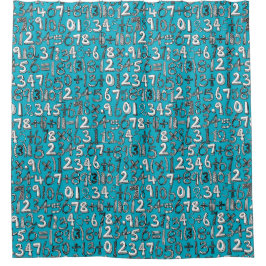 Cortina Para Chuveiro azul do doodle da matemática