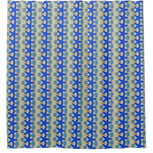 Cortina Para Chuveiro azul-escarlate geométrico