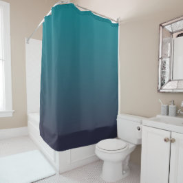 Cortina Para Chuveiro Azul Escuro e Ombre Turquesa