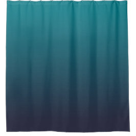 Cortina Para Chuveiro Azul Escuro e Ombre Turquesa