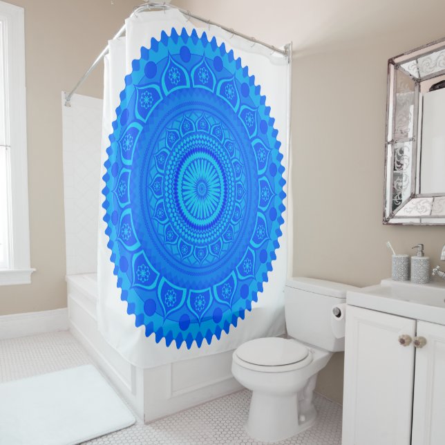 Cortina Para Chuveiro Azul-mandala índio (In Situ)