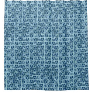 Cortina Para Chuveiro Azul tribal asteca de Ikat - índigo e luz -