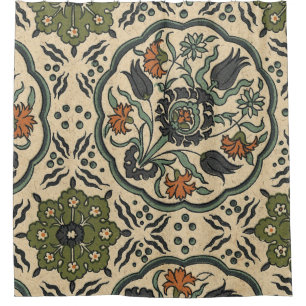 Cortina Para Chuveiro Azulejo Floral Decorativo