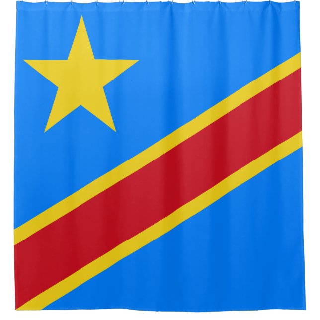 Cortina Para Chuveiro Bandeira do Congo-Kinshasa (Frente)