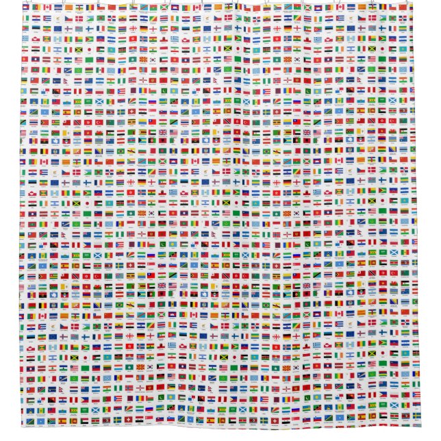 Cortina Para Chuveiro bandeiras do mundo (Frente)