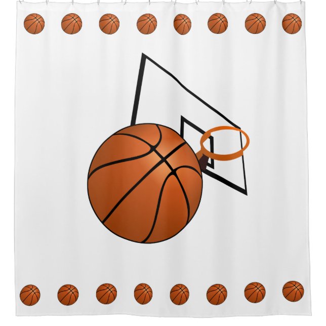Cortina Para Chuveiro Basquete e Hoop (Frente)