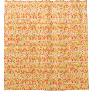 Cortina Para Chuveiro Batik tribal - rosa coral alaranjado e do coral