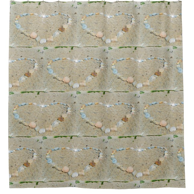 Cortina Para Chuveiro Beachy Heart Art (Frente)