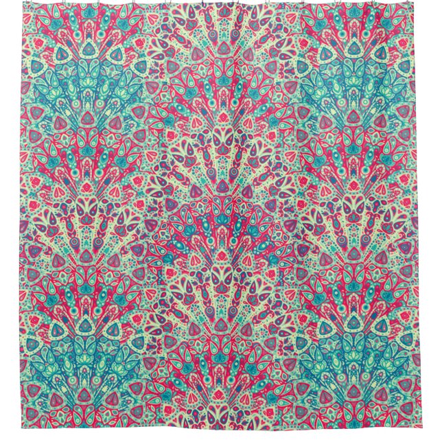 Cortina Para Chuveiro Belo padrão étnico (Frente)