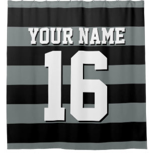 Cortina Para Chuveiro Black Charcarbonus Jersey Preppy Stripe