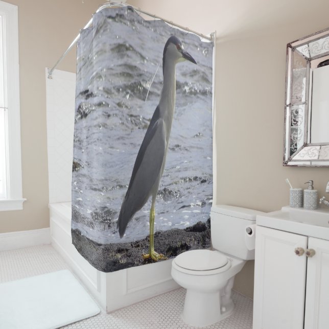 Cortina Para Chuveiro Black Crowed Night Heron (In Situ)